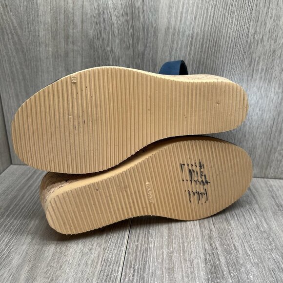 Avarcas Australia Wedge Sandal Womens 36 Cork Wedge Slingback Leather Navy Blue - Picture 10 of 10